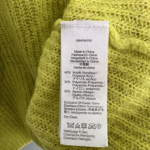 Madewell Womens Alpaca Blend Crew Neck Sweater Sz L Ribbed Lightweight Yellow - Picture 6 of 10